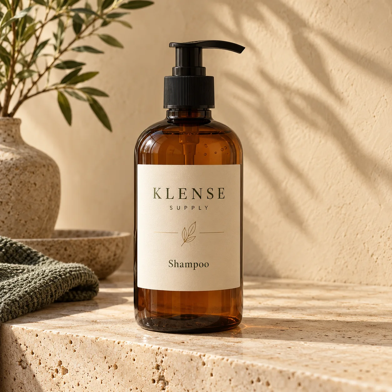 Amber Pump Shampoo Bottle